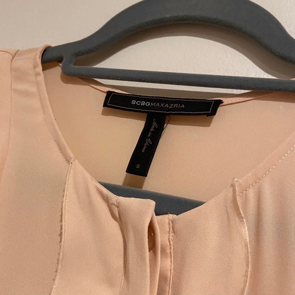 BCBGMaxAzria Orange Ruffle Button Down Blouse - Picture 4 of 4